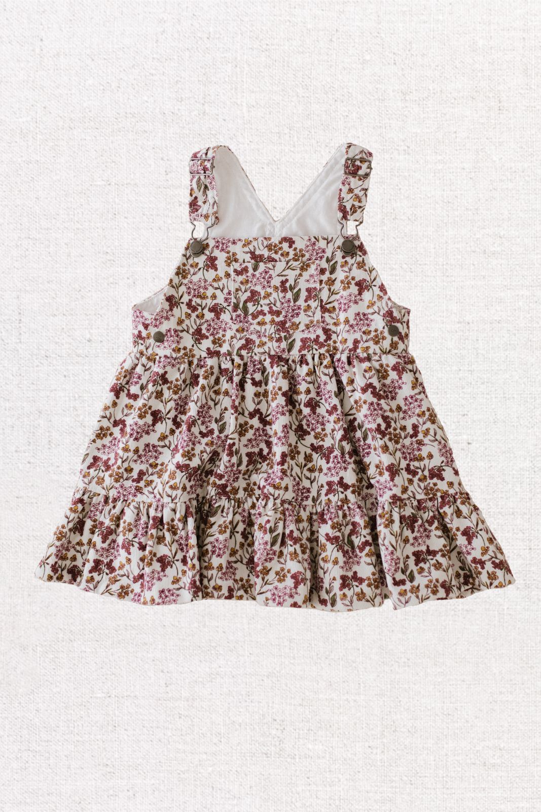 Tiered Printed Corduroy Pinafore Dress