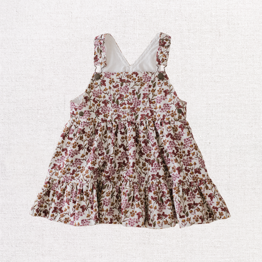 Tiered Printed Corduroy Pinafore Dress