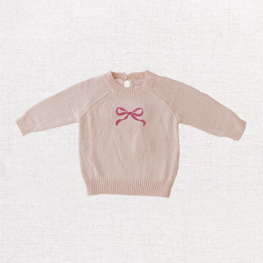 Peony Bow Embroidered Textured Knit Jumper