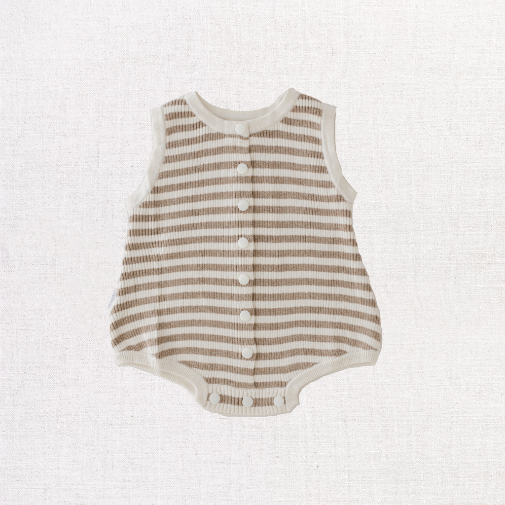 Stripe Ribbed Bubble Romper