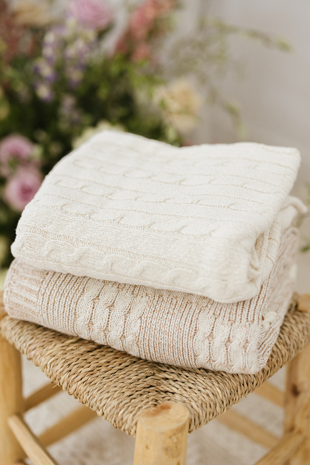 Coconut Textured Knit Blanket