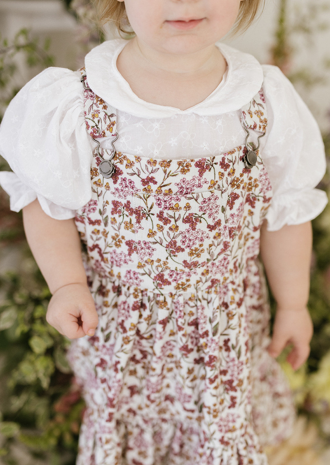 Tiered Printed Corduroy Pinafore Dress