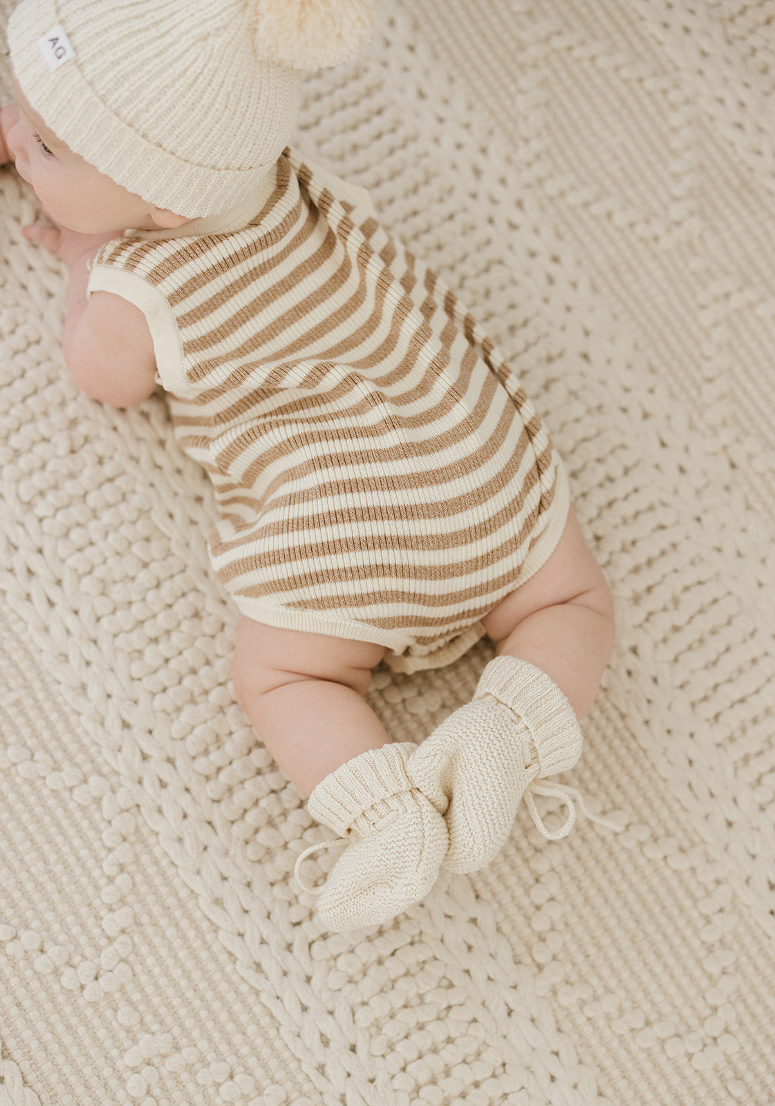 Stripe Ribbed Bubble Romper