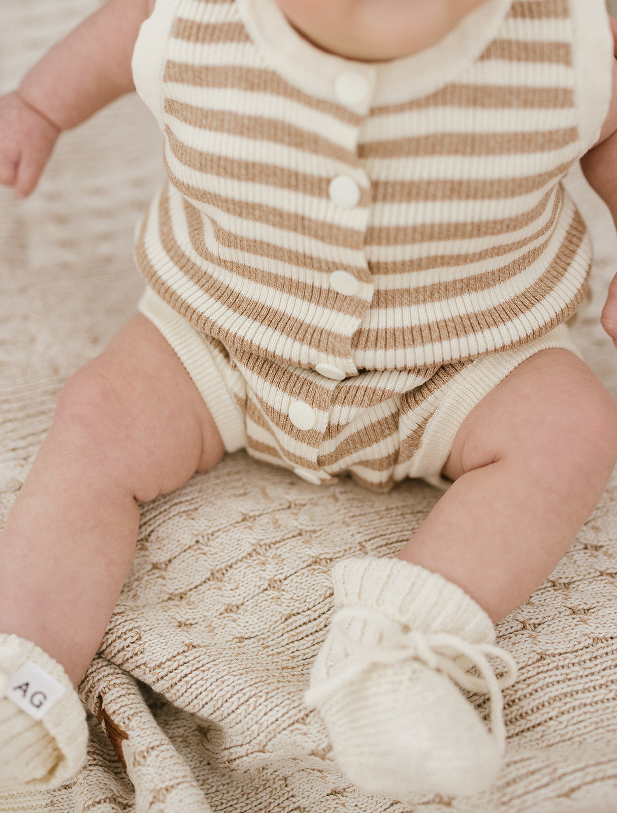 Stripe Ribbed Bubble Romper